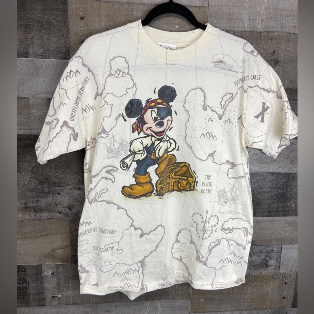 Disney PIRATES Cream and White Short Sleeve Tee with Mickey Mouse